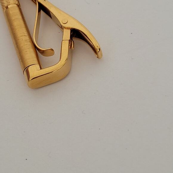 Dunhill Vintage Tie Clasp Clip Bar Round Gold Tone Retro 2inch Designer - Picture 5 of 7